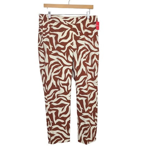 SPANX Brown and White Printed Ankle Pants NWT- Size L (Inseam 25”)
