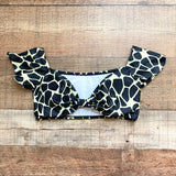 No Brand Black/Neon Yellow Leopard Print Off the Shoulder Padded Bikini Top- Size S (see notes, we have matching bottoms)