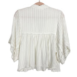Carly Jean White Gauze Wide Sleeve with Raw Hem/Cuff Top- Size S (see notes)