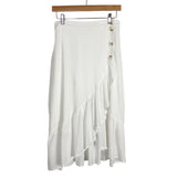 Allie Rose White Linen Blend Ruffle Button Wrap Skirt- Size S