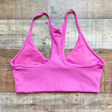 Storia Hot Pink Ribbed Knit Racerback Padded Sports Bra- Size 6