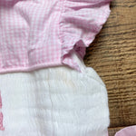 Lana Grace Pink Gingham Smocked Harper Side Bow Bubble- Size 18M (see notes)