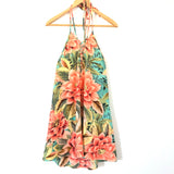 Show Me Your Mumu Pink & Teal Floral Print Lace Up Dress- Size S