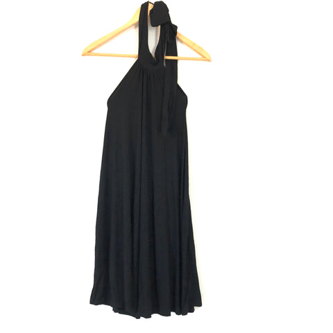 Clayton Black Jersey Cotton Halter Open Back Dress NWT- Size S