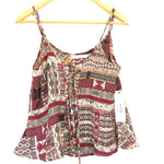 Bishop + Young Lace Up Front Adjustable Spaghetti Strap Aztec Blouse NWT- Size S