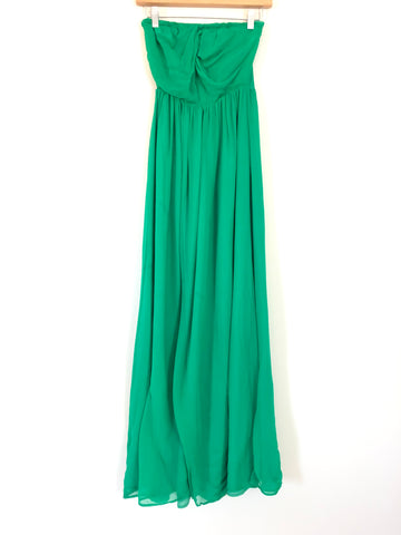 Line & Dot Strapless Silk Maxi Dress- Size S