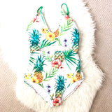 Beach Joy White Floral Cut Out One Piece Swimsuit- Size M (with removable pads)