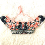 Becca Rose Pattern Peach Off the Shoulder Swimsuit Top- Size S (TOP ONLY)