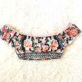 Becca Rose Pattern Peach Off the Shoulder Swimsuit Top- Size S (TOP ONLY)