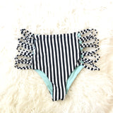 L*Space High Waisted Striped Swimsuit Bottoms with Lace Up Sides- Size S (BOTTOMS ONLY)