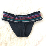 Isabella Rose Crystal Cove Black Embroidered Smocked Swimsuit Bottoms- Size M (BOTTOMS ONLY)