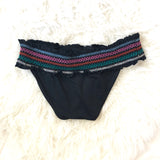 Isabella Rose Crystal Cove Black Embroidered Smocked Swimsuit Bottoms- Size M (BOTTOMS ONLY)