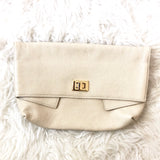 Gigi New York Fold Over Clutch in Cream (Like New)