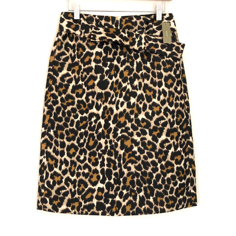 J Crew Leopard Print Tie Waist Skirt NWT- Size 0