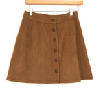 WAYF Faux Suede Brown Button Down Skirt NWT- Size XS