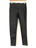 Athleta Black Leggings With Faux Leather On Front- Size S (Inseam 25")