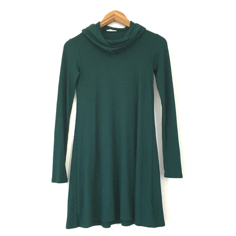 Socialite Forrest Green Long Turtleneck Ribbed Sweater Dress- Size XS