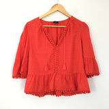 Madewell Embellished Hem Blouse with Tassels- Size S