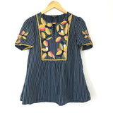 Madewell Striped Embroidered Top- Size XS