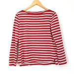 J Crew Red and White Striped Long Sleeve Boatneck Top- Size XS