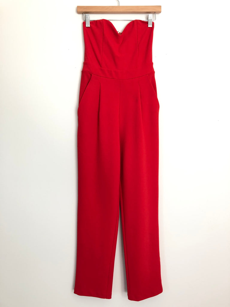 Do+Be Red Strapless Ruffle Jumpsuit- Size S – The Saved Collection