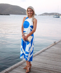 Alice + Olivia Blue and White Maxi with Zipper Back- Size XS