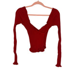 Project Social T Red Ribbed Surplice Long Sleeve Top NWT- Size XS