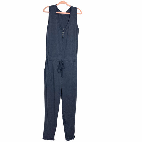 Amaryllis Blue Drawstring Waist Sleeveless Jumpsuit- Size XL