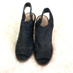 Vince Camuto Black Suede Leather Peep Toe Booties- Size 8.5