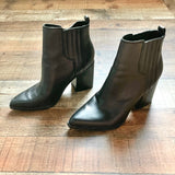 Marc Fisher Black Leather Stretch Ankle Boots- Size 7