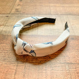 No Brand Cream with Blue and Pink Birds Top Knot Headband