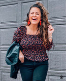 Topshop Black Floral Print Top NWT- Size 10