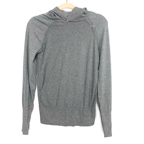 No Brand Grey Heathered Perforated Back Hoodie- Size ~S (See Notes)