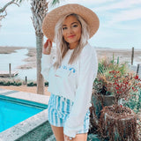 Mumu Blue White/Denim Stripped Shorts NWT- Size 27
