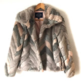 Scoop Faux Fur Chevron Coat- Size S