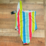 Nasty Gal Colorful Striped One Shoulder One Piece NWT- Size 6