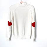Chicwish White Heart Elbow Mock Neck Knit Sweater- Size ~S/M