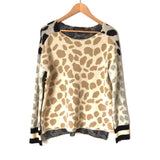 Central Park West Animal Print Sweater with High/Low Split Hem- Size S