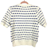 Kate Spade Cream and Blue Metallic Cable Knit Sweater- Size S