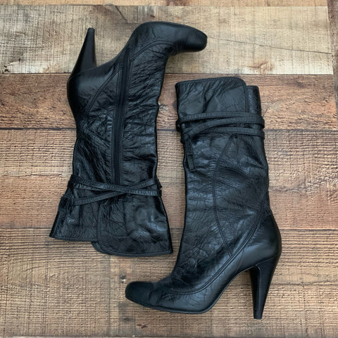 Steve by Steve Madden Faux Leather Side Tie Boots- Size 7
