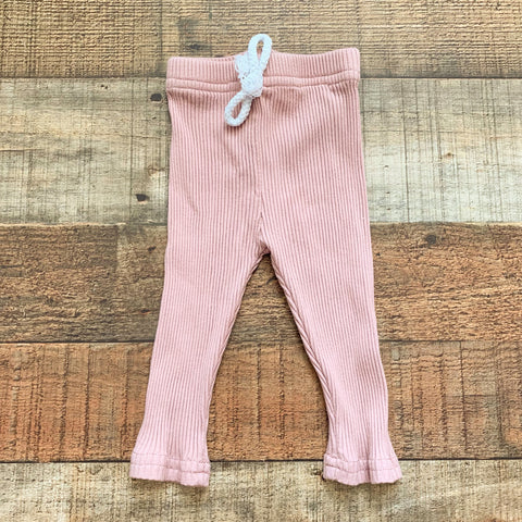 No Brand Mauve Ribbed Faux Drawstring Pants- Size ~0-3M (see notes)