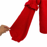 Express Red Ruffle/Bubble Sleeve Sweater- Size S