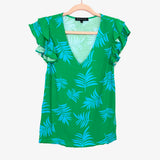 Gibson Look Green/Blue Sunnyside Ruffle Sleeve V-Neck Top- Size XXS (We Have Matching Bottoms)