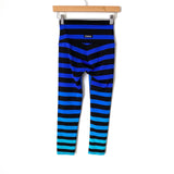 K-Deer Blue and Black Striped Crop Leggings- Size S (Inseam 19.5”)