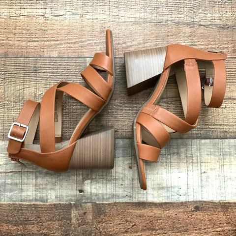 Time And Tru Cognac Chunky Heel Sandal- Size 9 (Great Condition)