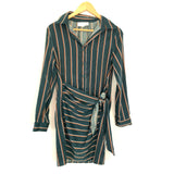 JOA Striped Button Up Faux Wrap Dress- Size S