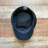 Asos Black Wool Blend with Button and Twisted Rope Detail Pageboy Cap- One Size