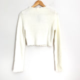 Vestique Ivory Fuzzy Mock Neck Cropped Sweater NWT- Size S/M