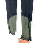 MICHI Olive/Black Paneled Knees Moto Zip Leggings- Size XS (Inseam 24")