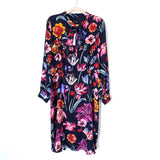 J Crew Black Floral V-Neck Neck Tie Dress NWT- Size 14